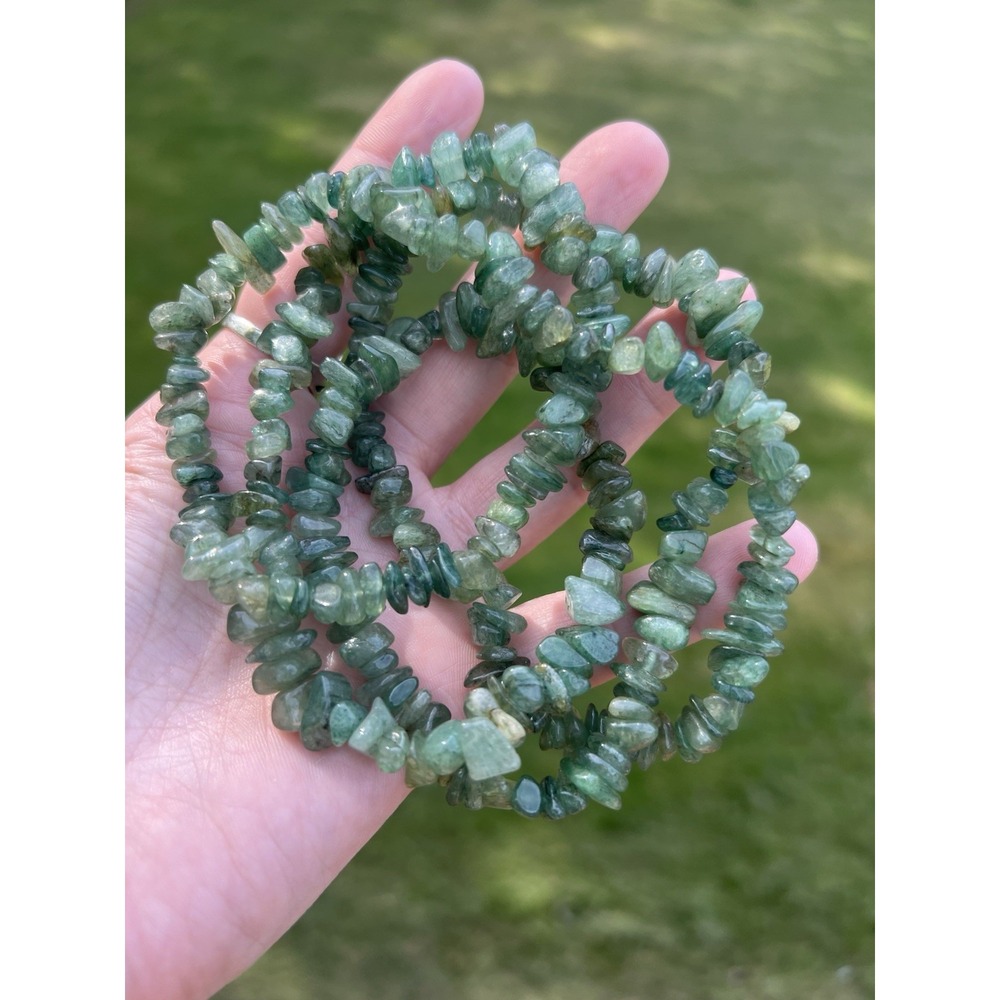Natural Green Aventurine Chip Bead Necklace‎ - 35"Long